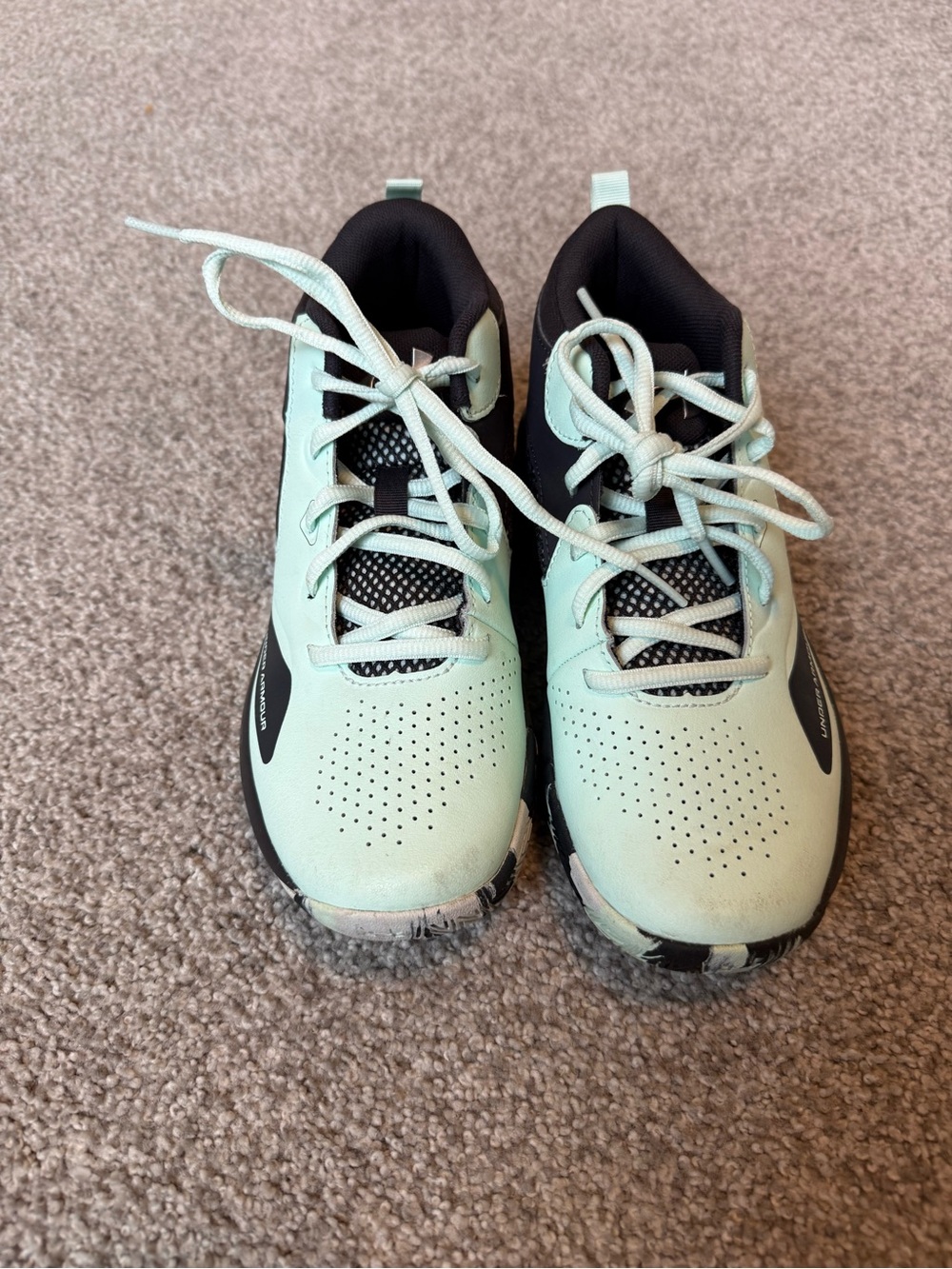 Under Armour Mint Green and Black Kids' Athletic Shoes